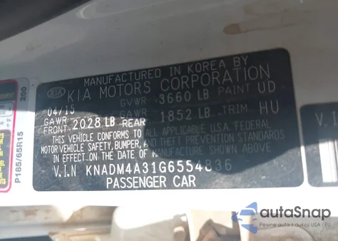 2016 Kia Rio Lx from USA, damaged, VIN KNADM4A31G6554836